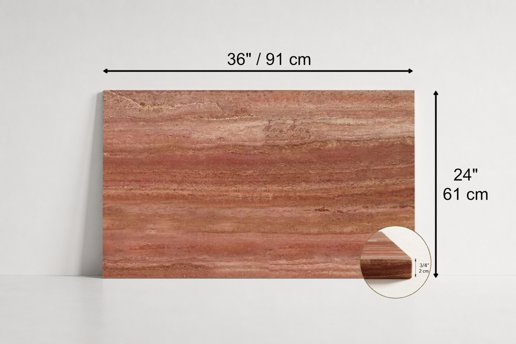 TILE RED SANDBLASTED TRAVERTINE 24" x 36" x 3/4 VEIN CUT
