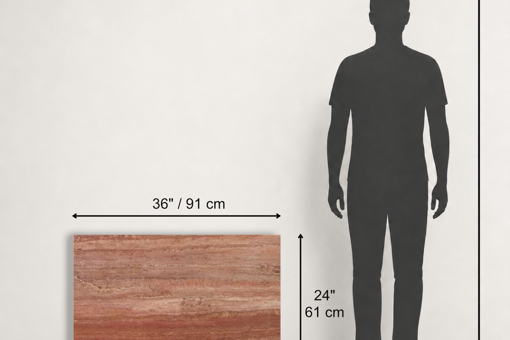 TILE RED SANDBLASTED TRAVERTINE 24" x 36" x 3/4 VEIN CUT