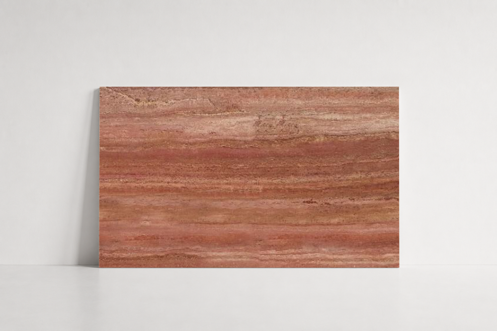 TILE RED SANDBLASTED TRAVERTINE 24" x 36" x 3/4 VEIN CUT