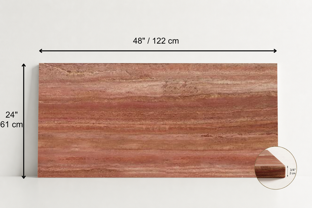 TILE RED SANDBLASTED TRAVERTINE 24" x 48" x 3/4 VEIN CUT
