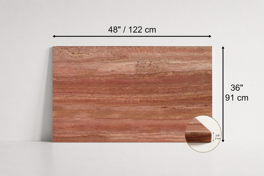 TILE RED SANDBLASTED TRAVERTINE 36" x 48" x 3/4 VEIN CUT