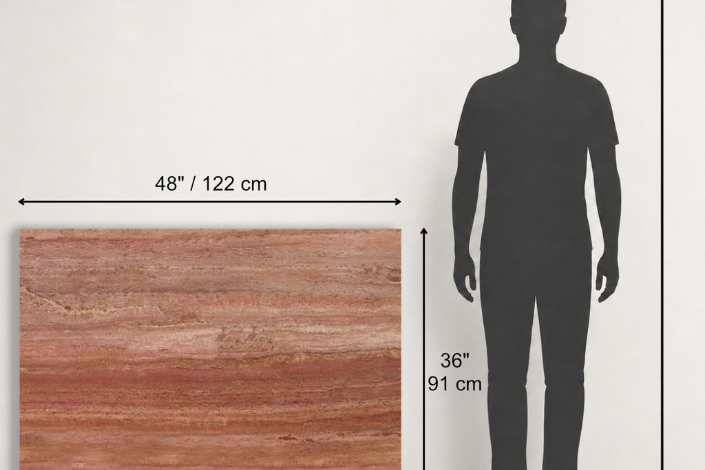 TILE RED SANDBLASTED TRAVERTINE 36" x 48" x 3/4 VEIN CUT