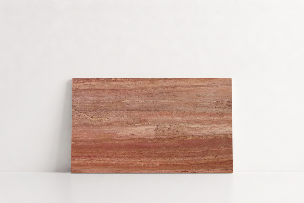 PAVERS RED SANDBLASTED TRAVERTINE 6" X 12" X 1 1/4" VEIN CUT