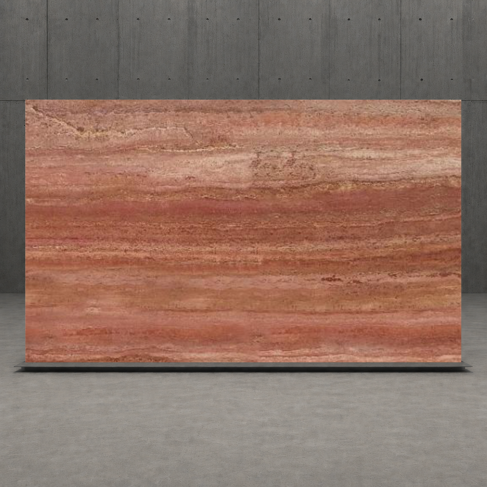 SLAB RED SANDBLASTED TRAVERTINE 71" x 100" x 3/4" VEIN CUT