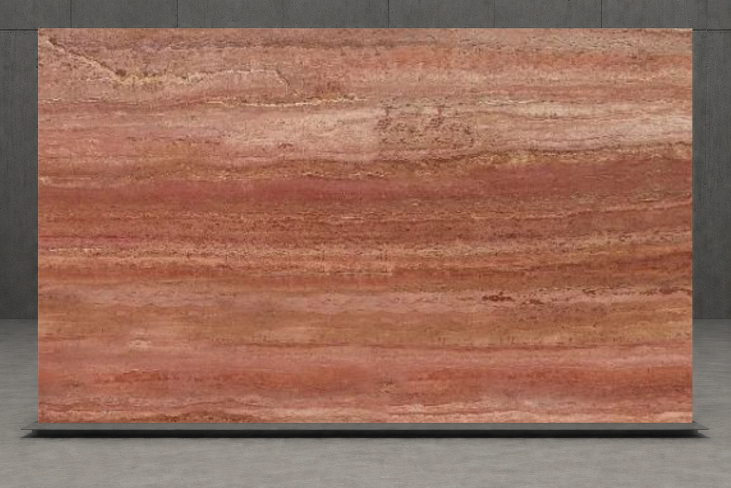 SLAB RED SANDBLASTED TRAVERTINE 71" x 100" x 3/4" VEIN CUT