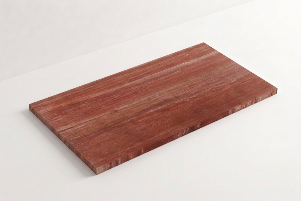 PAVERS RED SANDBLASTED TRAVERTINE 12" X 24" X 1 1/4" VEIN CUT