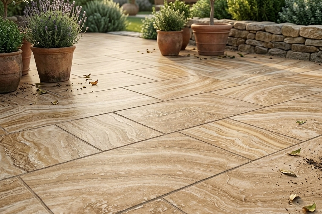 PAVERS SERPENTINE LEATHER TRAVERTINE 12" X 24" X 1 1/4" CROSS CUT
