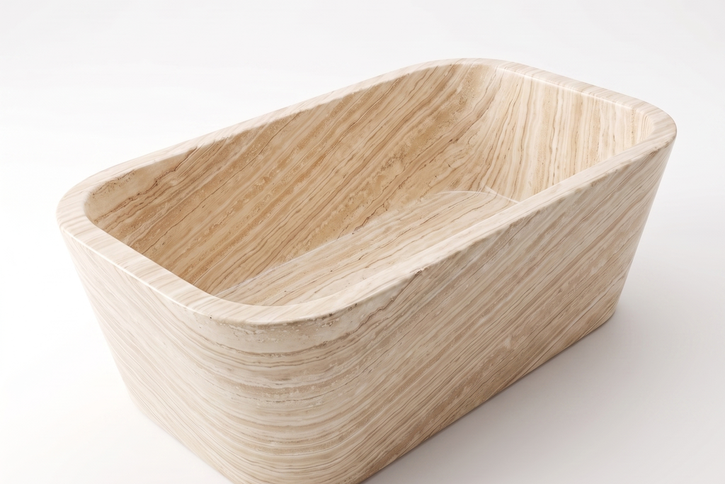 Stone Natural Rectangular Freestanding Beige Bathtub
