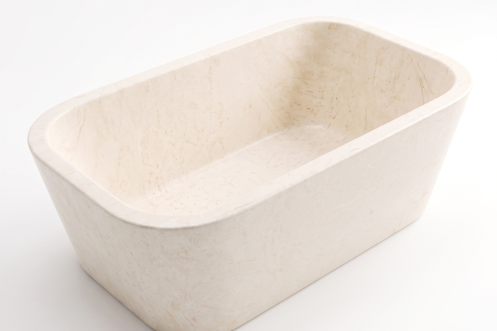 Stone Natural  Rectangular Freestanding Ivory Bathtub