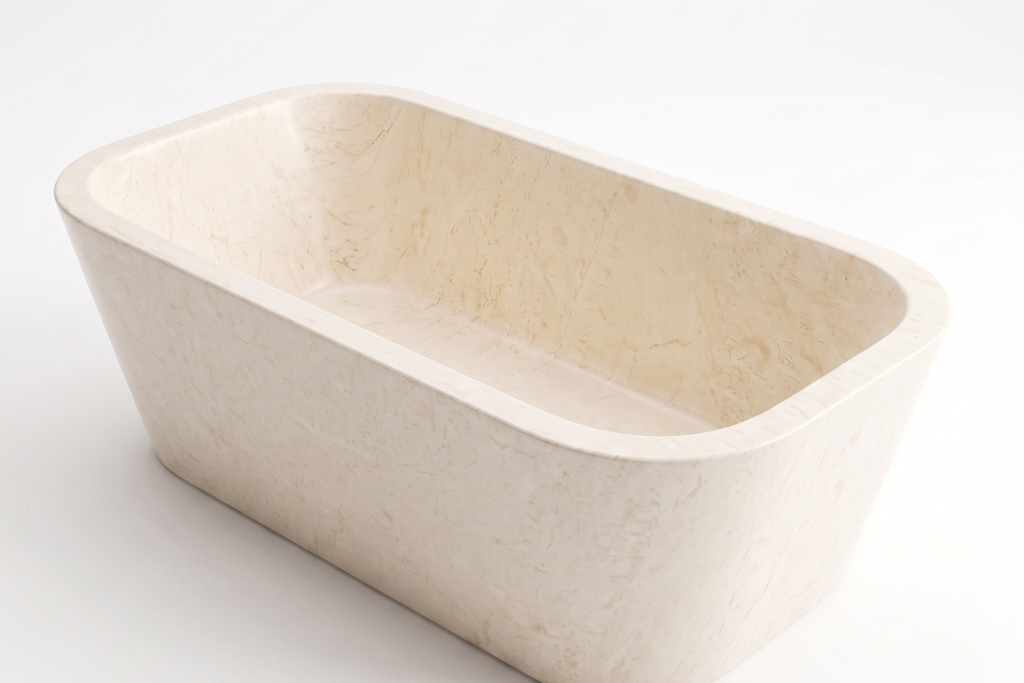 Stone Natural  Rectangular Freestanding Ivory Bathtub