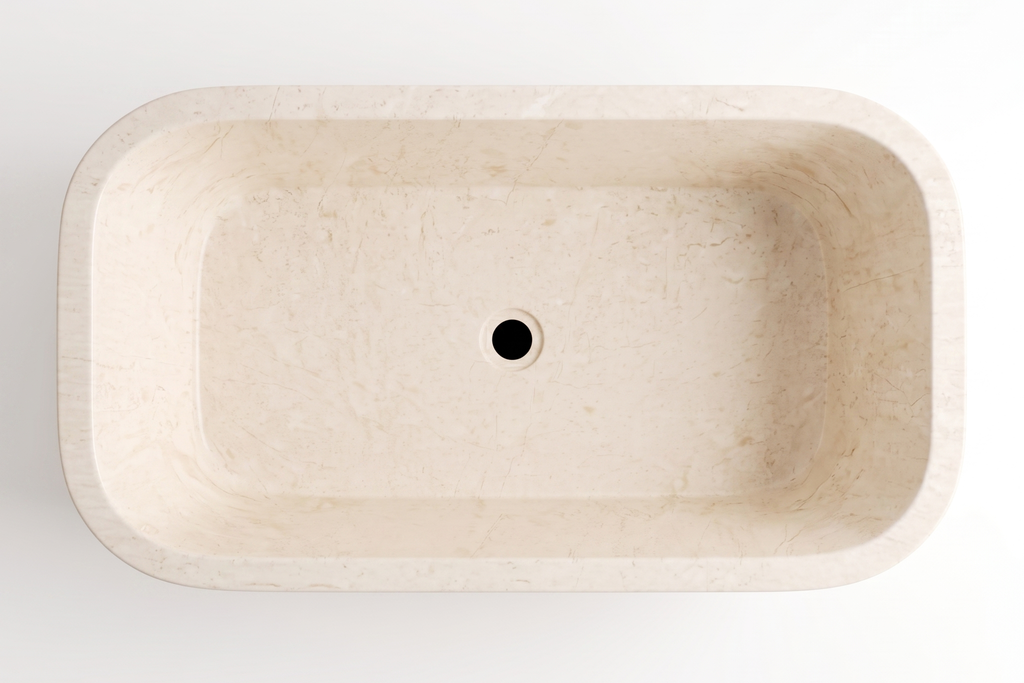 Stone Natural  Rectangular Freestanding Ivory Bathtub