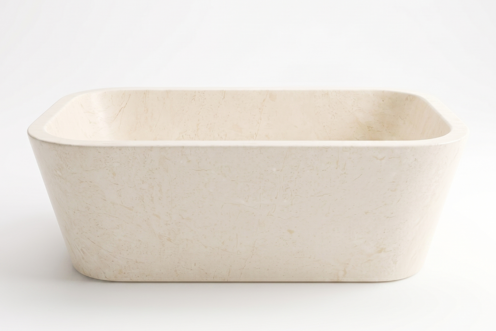 Stone Natural  Rectangular Freestanding Ivory Bathtub