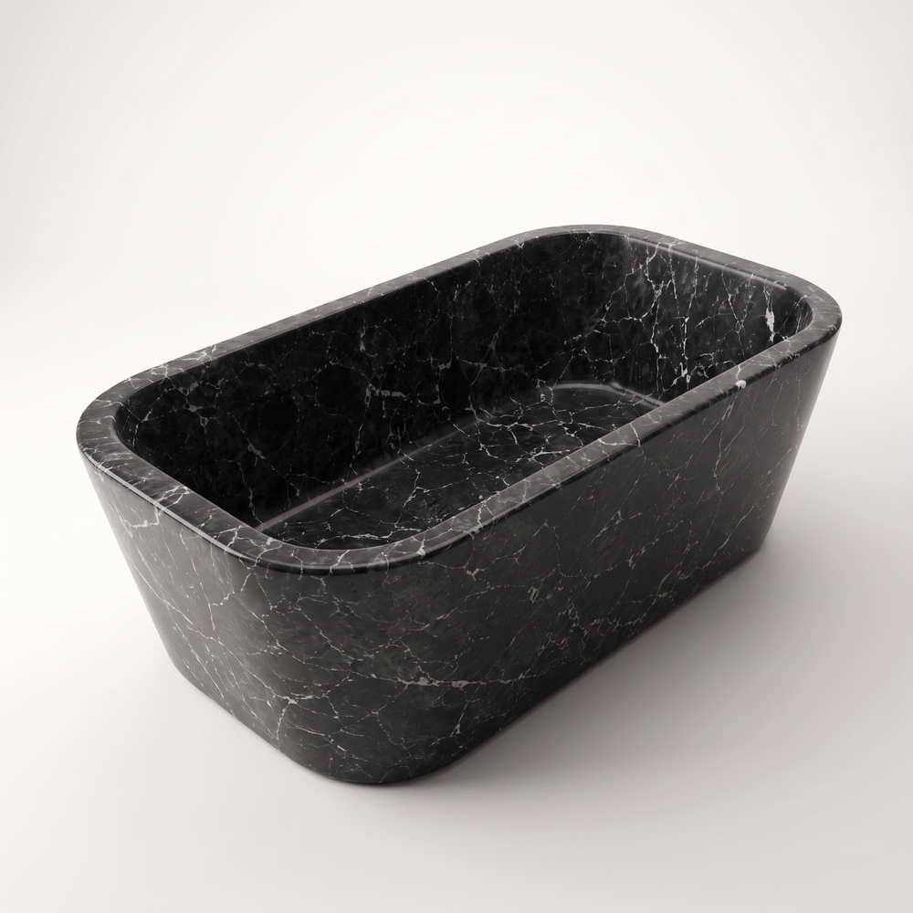 Natural Stone Rectangular Freestanding Black Bathtub