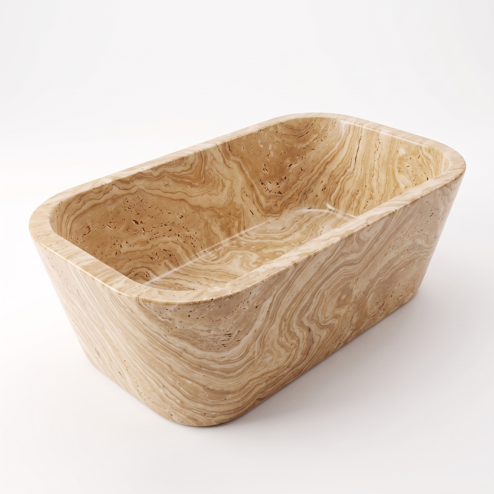 Natural Stone Rectangular Freestanding Serpentine Bathtub