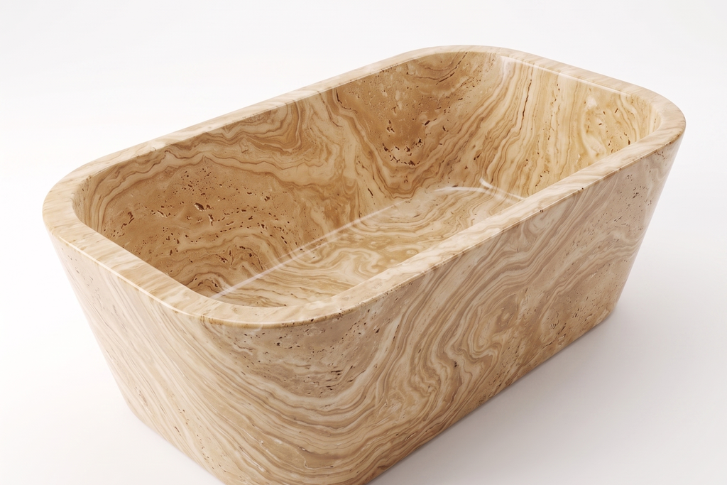 Stone Natural Rectangular Freestanding Serpentine Bathtub