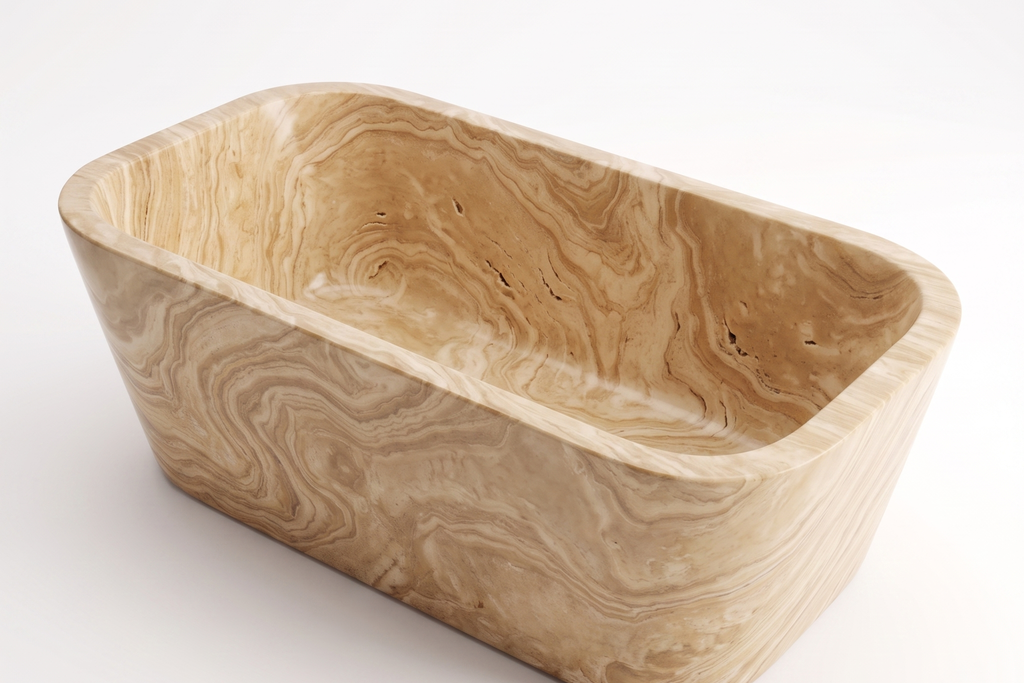Stone Natural Rectangular Freestanding Serpentine Bathtub
