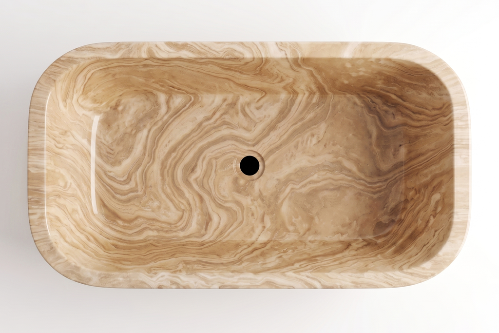 Stone Natural Rectangular Freestanding Serpentine Bathtub