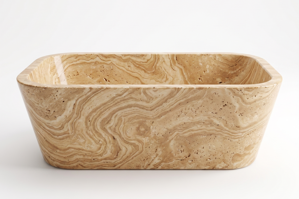 Stone Natural Rectangular Freestanding Serpentine Bathtub