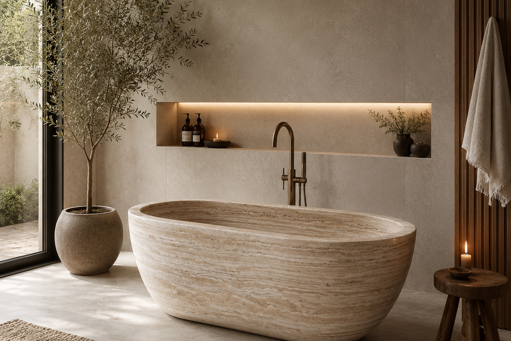 Natural Stone Beige Bathtub