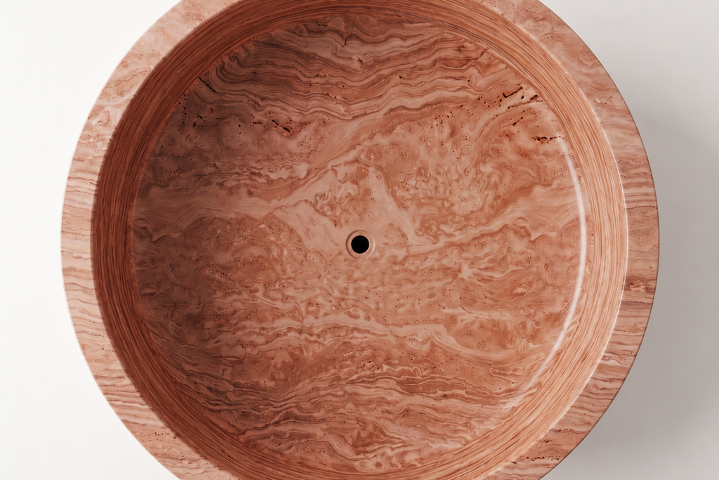 Stone Travertine Red Stone Bathtub in Japanese Soaking Tub style 2 person extra Large