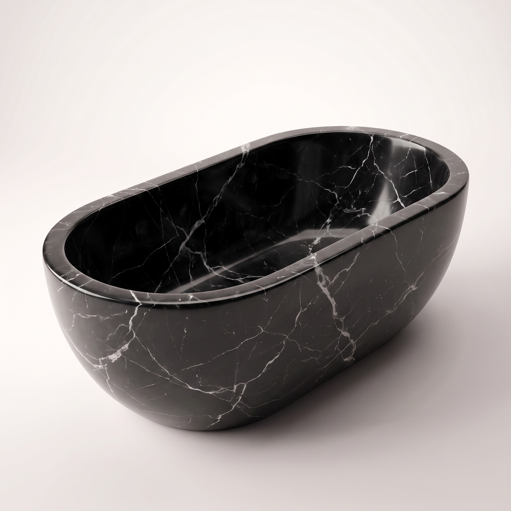 Natural Stone Regio Black Marble Bathtub