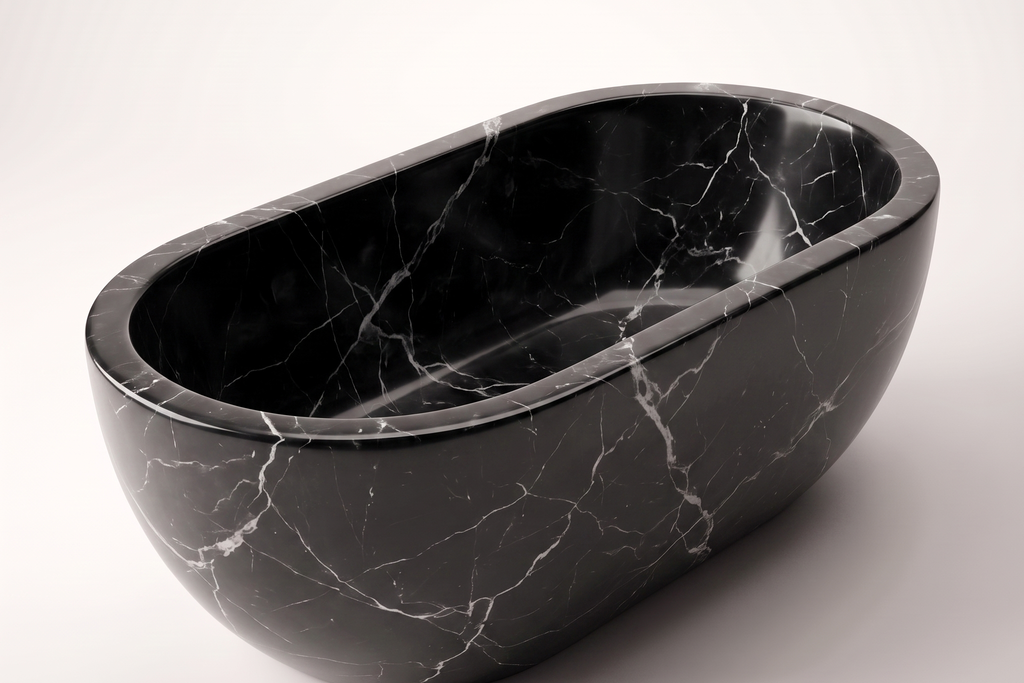 Natural Stone Regio Black Marble Bathtub