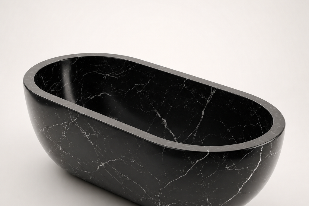 Natural Stone Regio Black Marble Bathtub