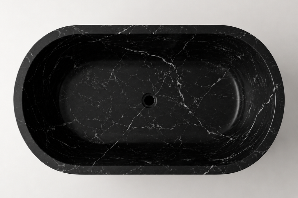 Natural Stone Regio Black Marble Bathtub