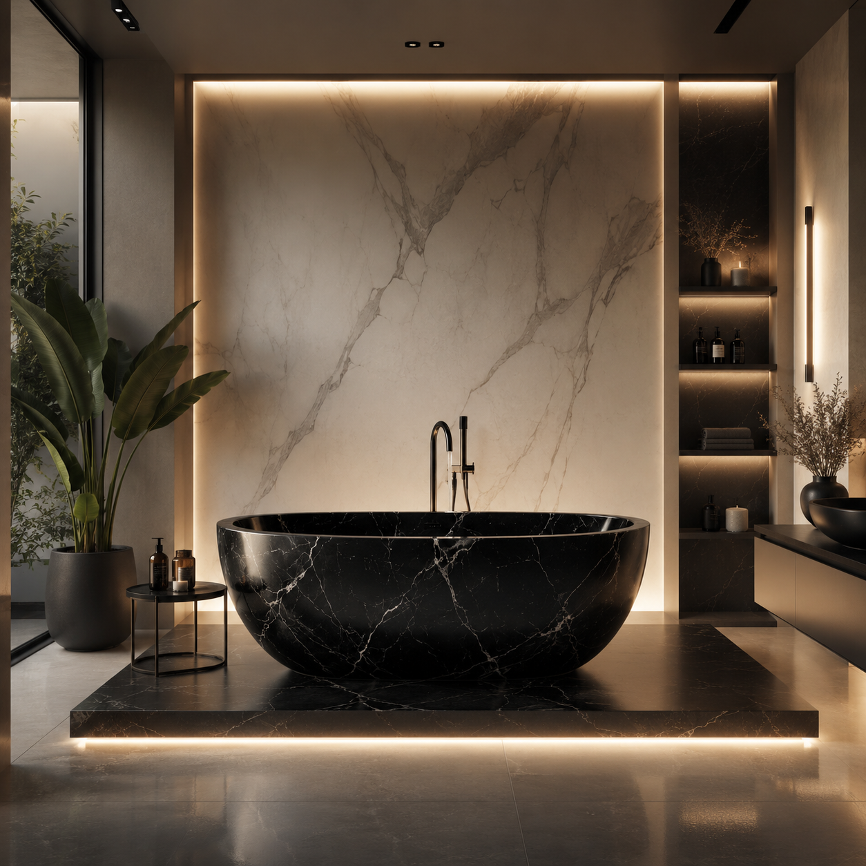 Black Marble Bathtub