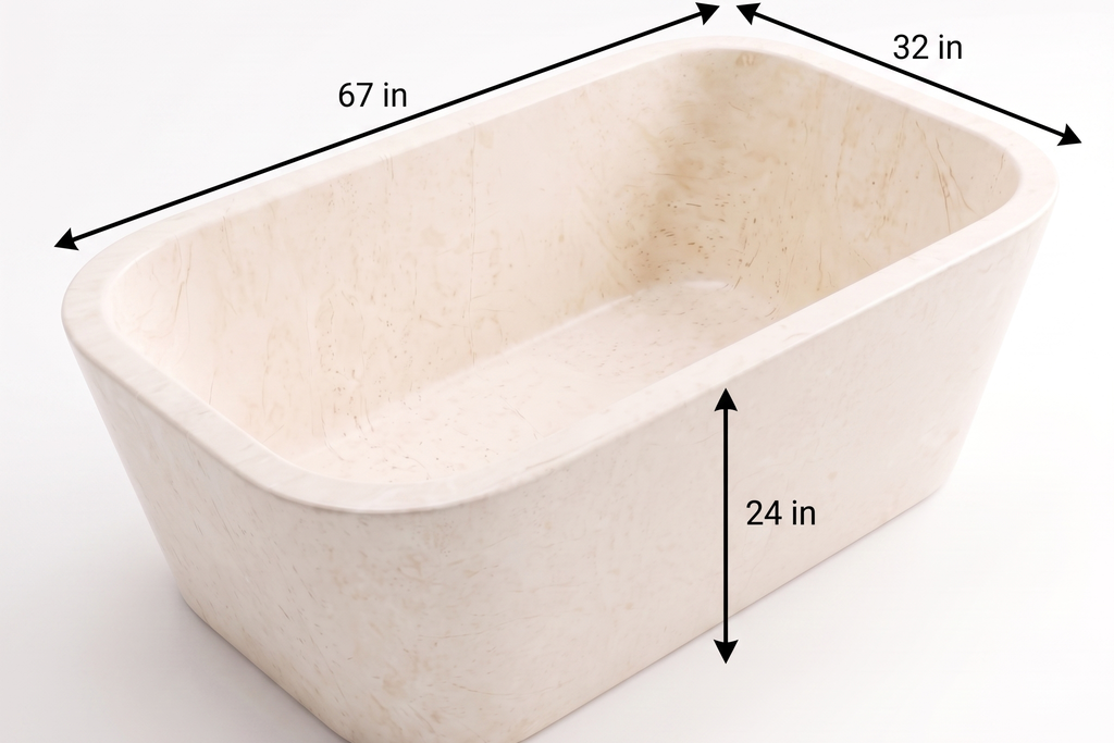 Travertine  Rectangular Freestanding Ivory Bathtub