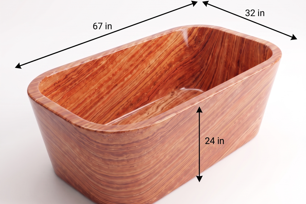 Travertine Rectangular Freestanding Red Bathtub