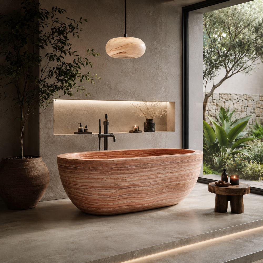 Travertine Red Bathtub