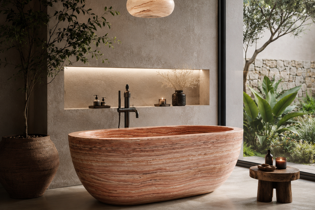 Natural Stone Red Bathtub