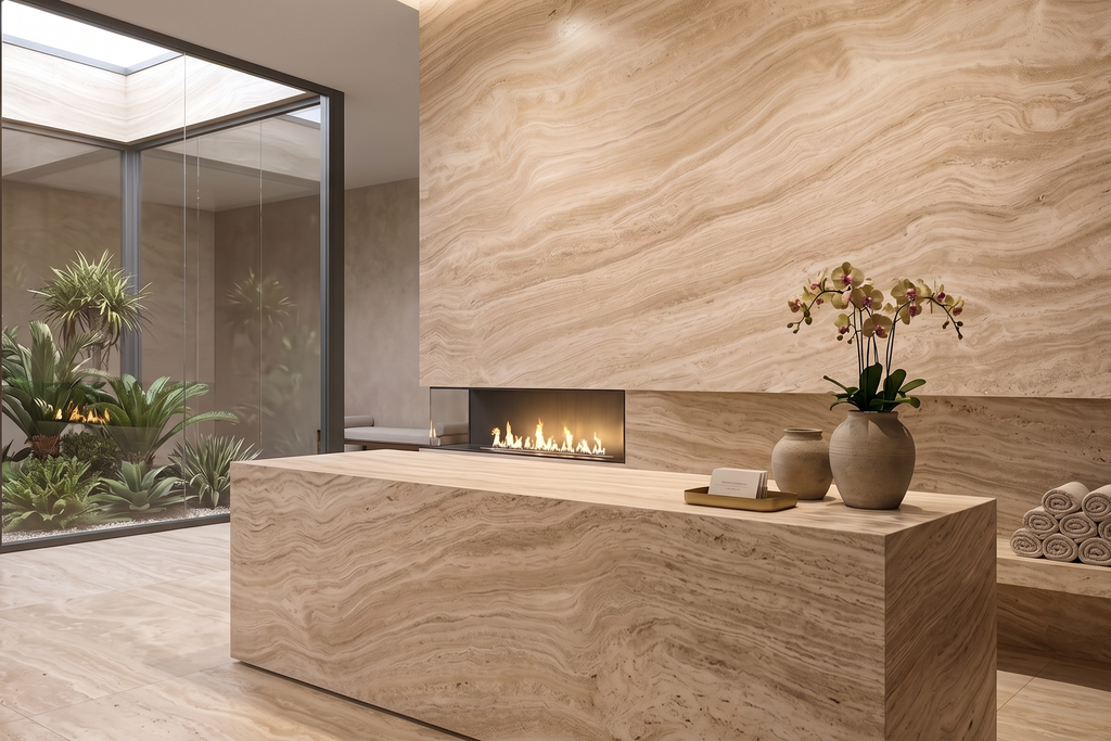TILE SERPENTINE HONED TRAVERTINE 12" x 24" x 3/4 CROSS CUT