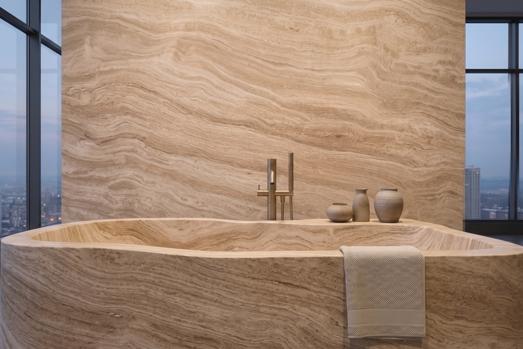 TILE SERPENTINE HONED TRAVERTINE 12" x 24" x 3/4 CROSS CUT