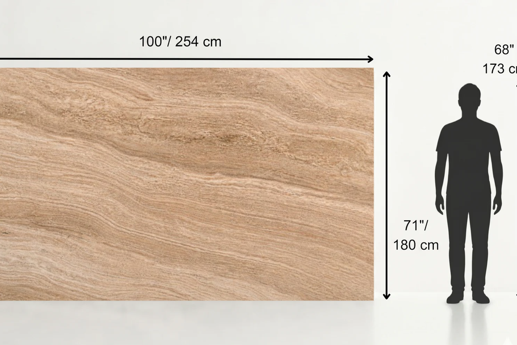 SLAB SERPENTINE HONED TRAVERTINE 71" x 100" x 3/4" CROSS CUT