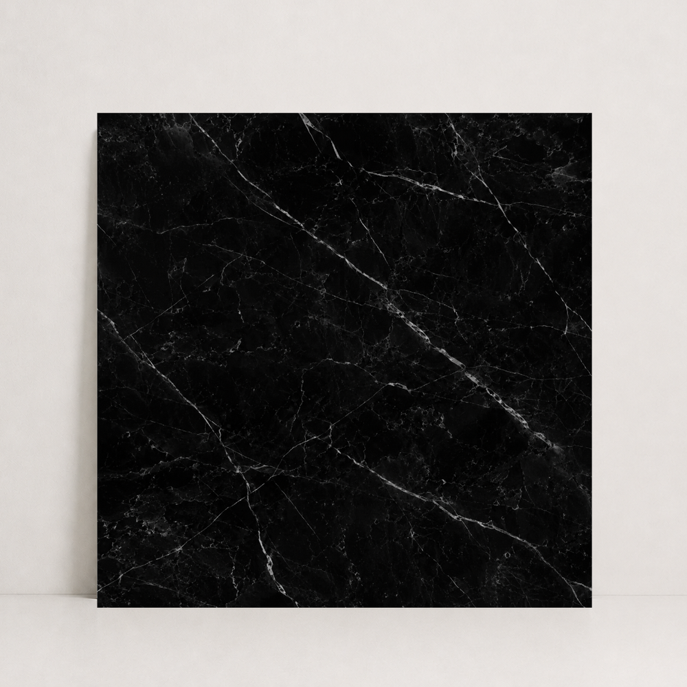 TILE BLACK POLISHED MARBLE 48" x 48" x 3/4" VEIN CUT
