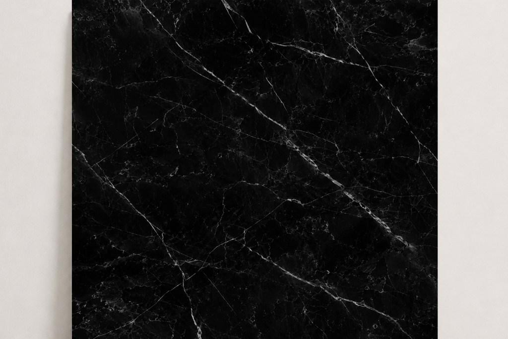TILE BLACK POLISHED MARBLE 48" x 48" x 3/4" VEIN CUT