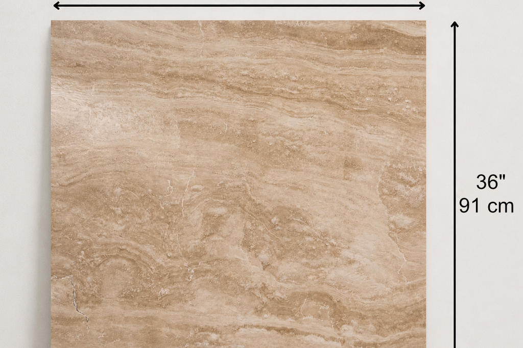 TILE SERPENTINE POLISHED TRAVERTINE 36" x 36" x 3/4 CROSS CUT