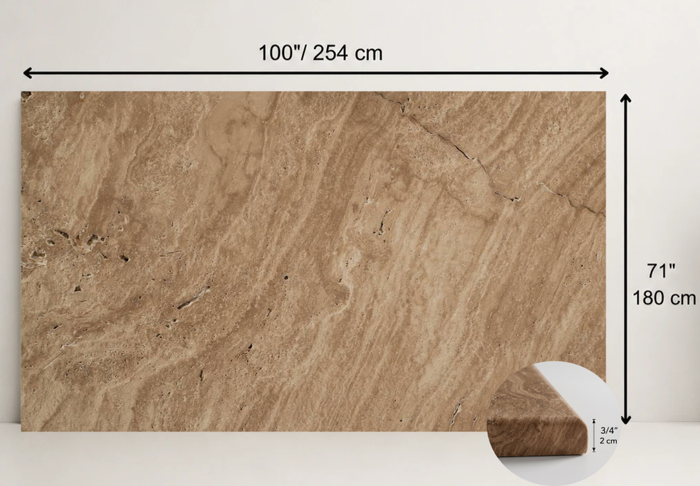 SLAB SERPENTINE HAMMERED TRAVERTINE 71" x 100" x 3/4" CROSS CUT