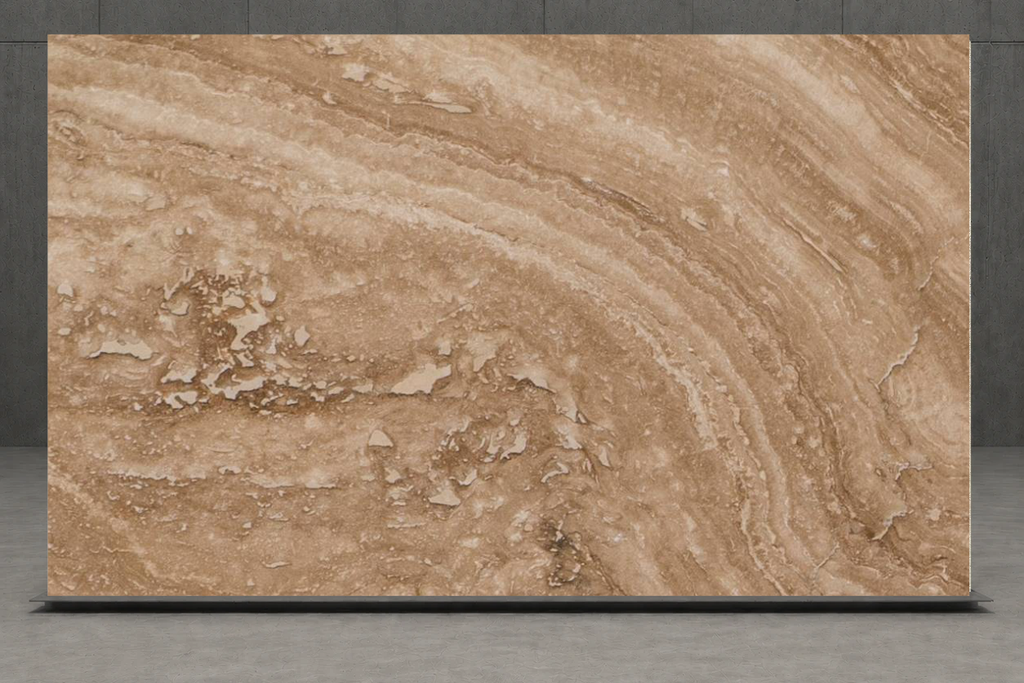 SLAB SERPENTINE LEATHER TRAVERTINE 71" x 100" x 3/4" CROSS CUT