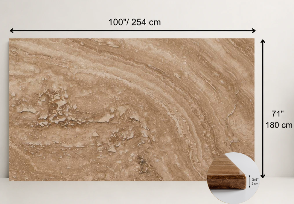SLAB SERPENTINE LEATHER TRAVERTINE 71" x 100" x 3/4" CROSS CUT