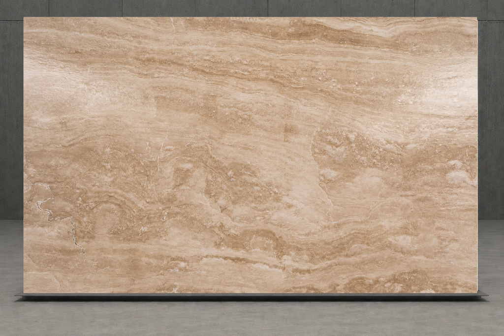 SLAB SERPENTINE POLISHED TRAVERTINE 71" x 100" x 3/4" CROSS CUT