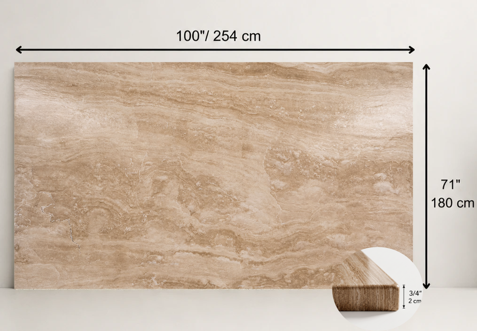 SLAB SERPENTINE POLISHED TRAVERTINE 71" x 100" x 3/4" CROSS CUT