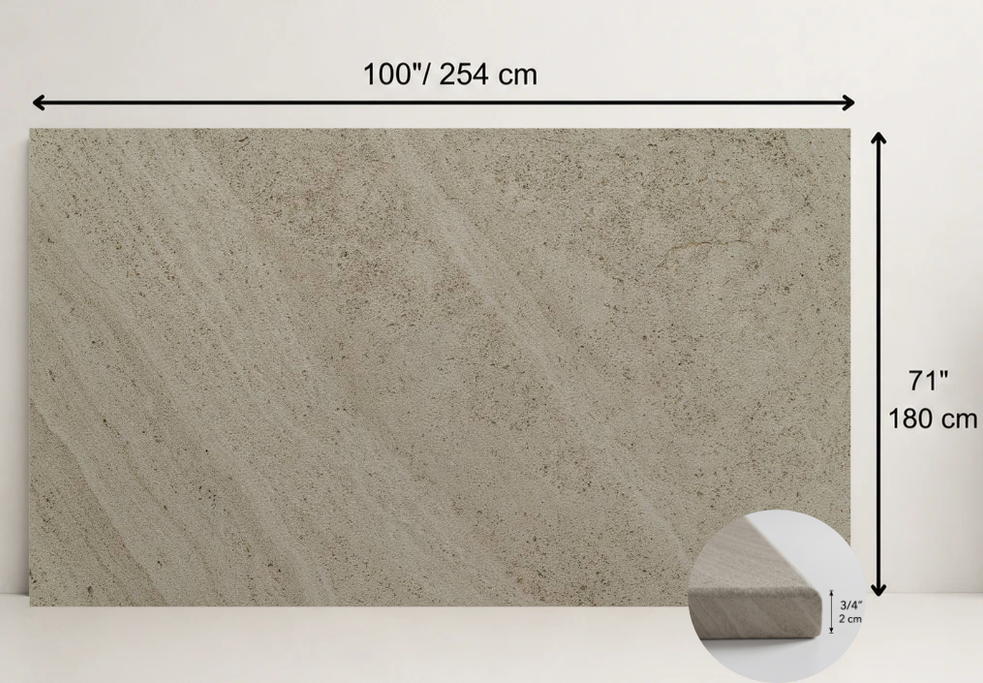 SLAB SERPENTINE SANDBLASTED TRAVERTINE 71" x 100" x 3/4" CROSS CUT