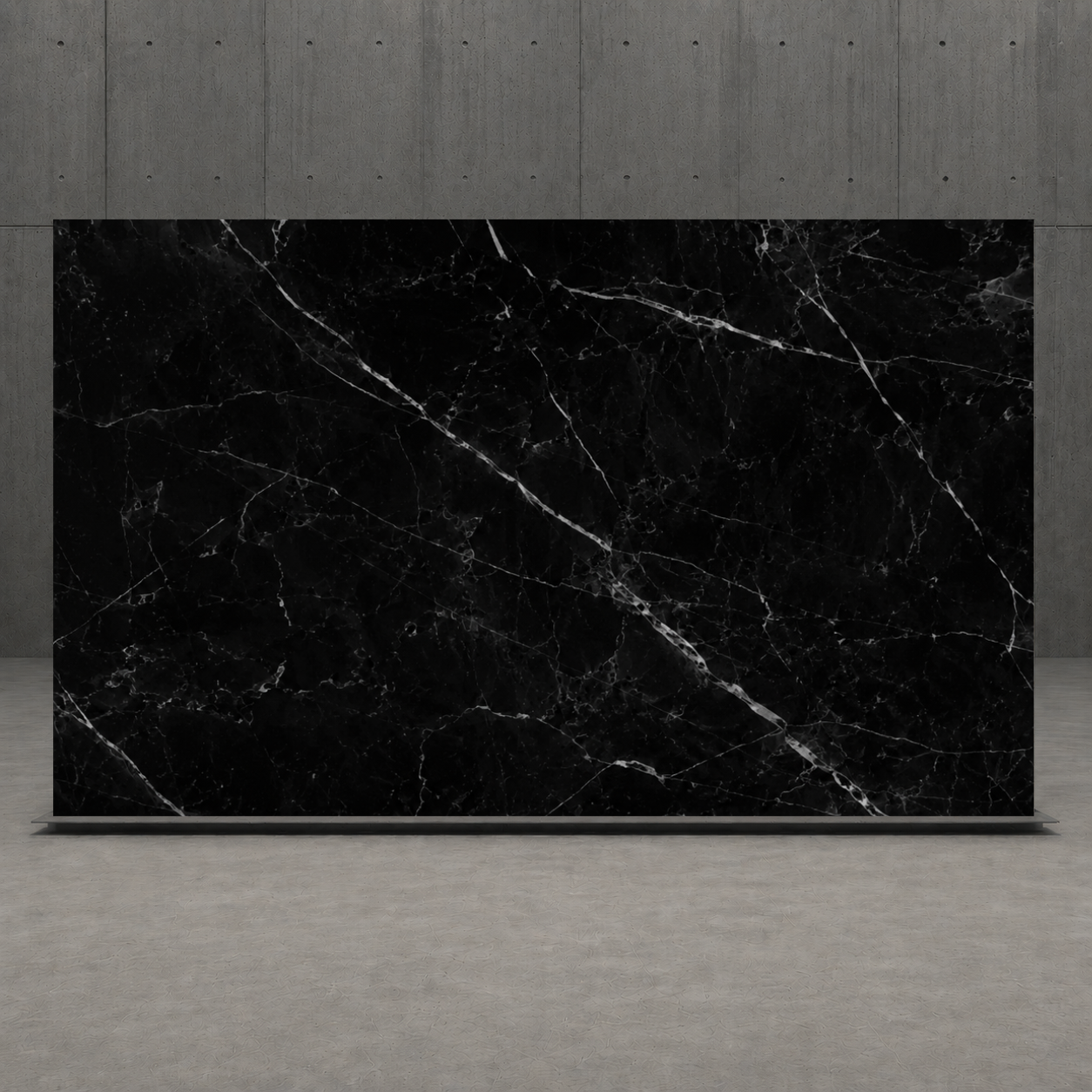 SLAB BLACK POLISHED MARBLE 71" x 100" x 3/4" VEIN CUT